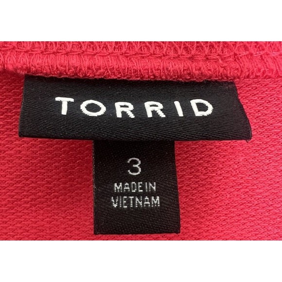 Torrid Sweatshirt Women's 3 3X Red French Terry Crew Neck Eyelet Drop Shoulder - Picture 9 of 10